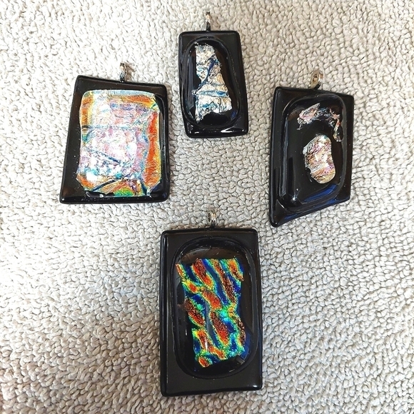 Set of 5 Fused Glass Pendants - Picture 1 of 9